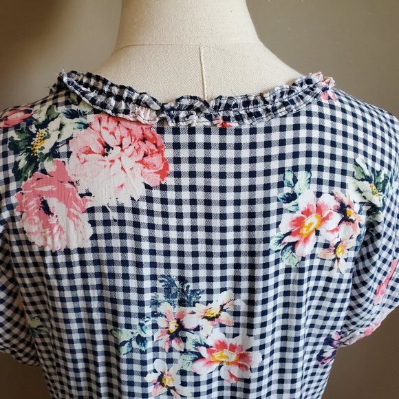 DR2 Daniel Rainn navy & white floral top M - Picture 8 of 13